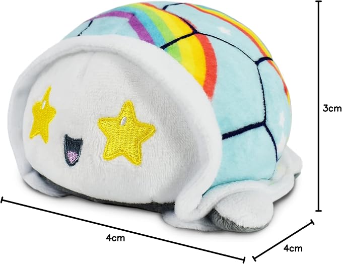TeeTurtle - The Original Reversible Turtle Plushie - Rainbows - Cute Sensory Fidget Stuffed Animals That Show Your Mood 3.5 inch