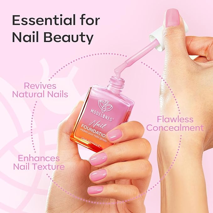 modelones Nail Strengthener Jelly Purple Pink Nail Repair for Damaged Nails Strengthening Polish 15ml Nail Growth and Strengthener Natural Concealer Foundation Nail Care Gifts for Women