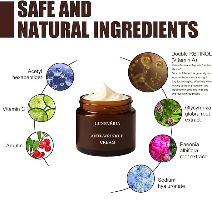 Luxevéria Retinol Anti-Wrinkle Cream, Advanced Skin Firming Cream, Luxeveria Body Firming Cream-30g, Improve Skin Sagging and Fine Lines, Natural Ingredients for All skin Types (2 Bottle)