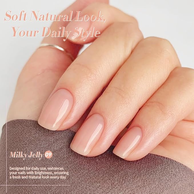 BORN PRETTY Jelly Nude Gel Nail Polish Sheer Translucent Transparent Skin Stone Natural Gel Polish Nail Art DIY at Home 15ML