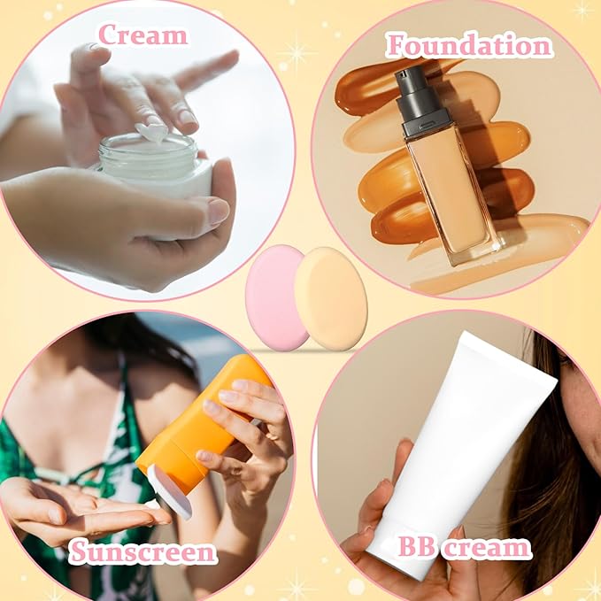 TIESOME 4 Pack Oval Make up Sponges, Foundation Applicator Sponge Professional Air Cushion Puff Make Up Applicator for Blending Eye Foundation Blush Application Dry and Wet