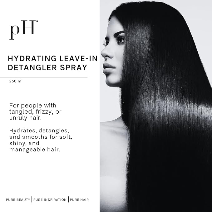 pH PURE HAIR Leave-In Detangler Spray – Curly Hair Detangler with Vanilla & Iris – Lightweight Curl Conditioner & Moisturizer for Shine, Frizz Control & Softness – Italian Luxury Hair Care - 8.45 Oz