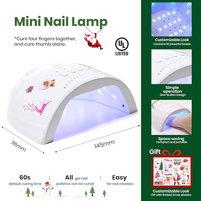 Beetles Christmas Gel Nail Polish Kit 68 Pcs with U V Light - 35 Color Gel Nail Kit Gifts for Teens Girls Women Soak Off Emotional Spectrum Red Winter Manicure Nails Decoration Tool Home DIY Set