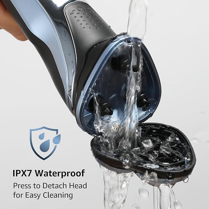 Rechargeable Electric Razor for Men: IPX7 Waterproof Shaver - 1.5H Fast Charge, 4D Flex Precision Blades with Pop-Up Trimmer - Gentle on Sensitive Skin, Travel-Friendly