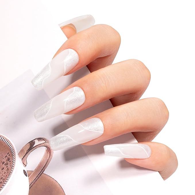 MAYCHAO 15ML Mermaid White Gel Nail Polish 1Pc White Silver Shimmer Gel Polish Soak Off UV LED Nail Polish Nail Art Starter Manicure Salon DIY at Home, 0.5 OZ