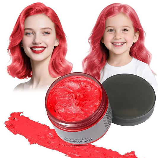 Red Hair Color Wax - Temporary & Washable Hair Styling Mud Gel for Men, Women, Kids,For Halloween, Cosplay, Party, Crazy Hair Day & Children's Day