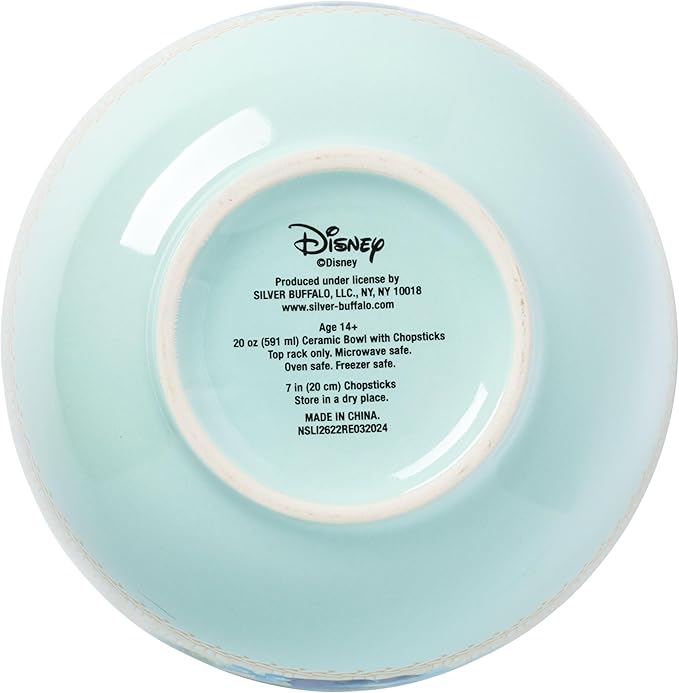 Silver Buffalo Disney Lilo and Stitch Tropical Ceramic Ramen Bowl with Chopsticks and Spoon, 20 Ounces