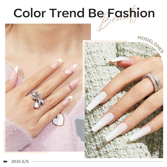 Modelones White Gel Nail Polish, 15 ML Off-White Color Gel Polish Summer Nail Gel Polish Soak Off Led Nail Art Gel Franch Manicure Salon DIY Gifts for Women