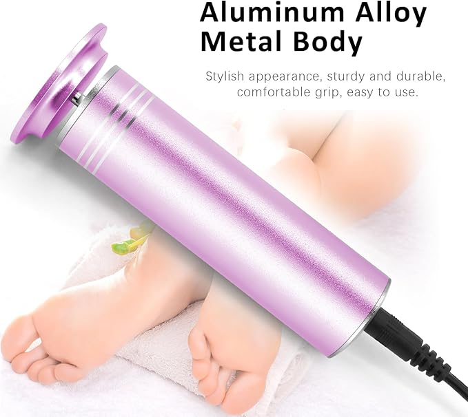 Upgraded Electric Foot Callus Remover 1200rpm, Professional Electric Foot File Sander Pedicure Tools for Dead Skin Cracked Heels, Adjustable Speed, 60 Replaceable Sandpaper Discs (FCR-2 Pink)