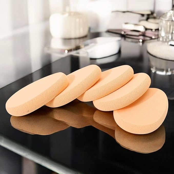 5 Packs Makeup Sponges Oval Puff Make-up Egg Air Cushion Puff Beauty Foundation Sponge Professional Makeup Wet and Dry for Eye Foundation Blush Application Forehead Cheeks