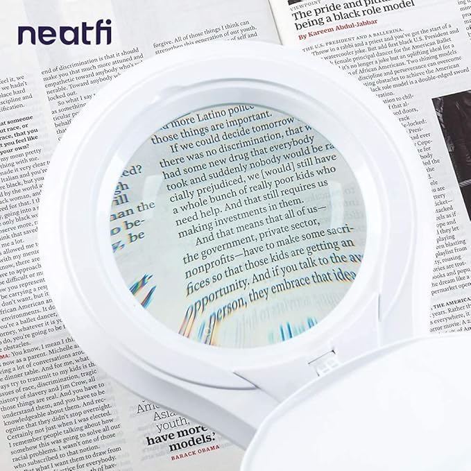 Neatfi 1,200 Lumens Super LED Magnifying Lamp with Clamp, Dimmable, Includes Microfiber Cleaning Cloth, 5 Inch Diameter Lens for Reading, Sewing, Crafting (White, 5 Diopter)