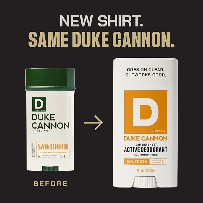 Duke Cannon Aluminum-Free Deodorant for Men - Air Defense, 3 oz – Long-Lasting, Clear Glide, Skin-Soothing Formula, Alpine + Cedarwood (Sawtooth)