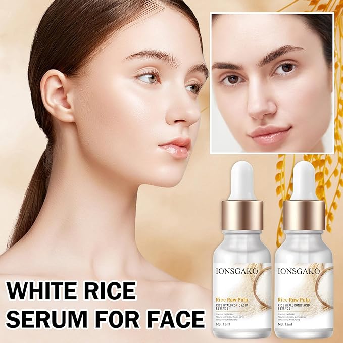 Crema De Arroz para La Piel De Cara Y Cerrar Los Poros Quitar Manchas White Rice Serum for Face Essence Deep Moisturizing Nourishing Suero Crema Para Las Manchas En De La Cara(2PCS)
