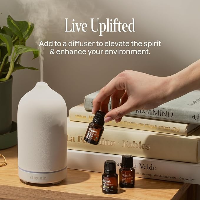 Cliganic Organic Lavender Essential Oil, 0.5oz - 100% Pure Natural Undiluted, for Aromatherapy Diffuser | Non-GMO Verified