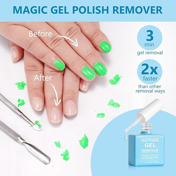 Gel Polish Remover for Nails (3Pack), Nail Polish Remover Tools Quick & Easy Remove Gel Polishs in 3-5 Minutes at Home, Don't Hurt Nails