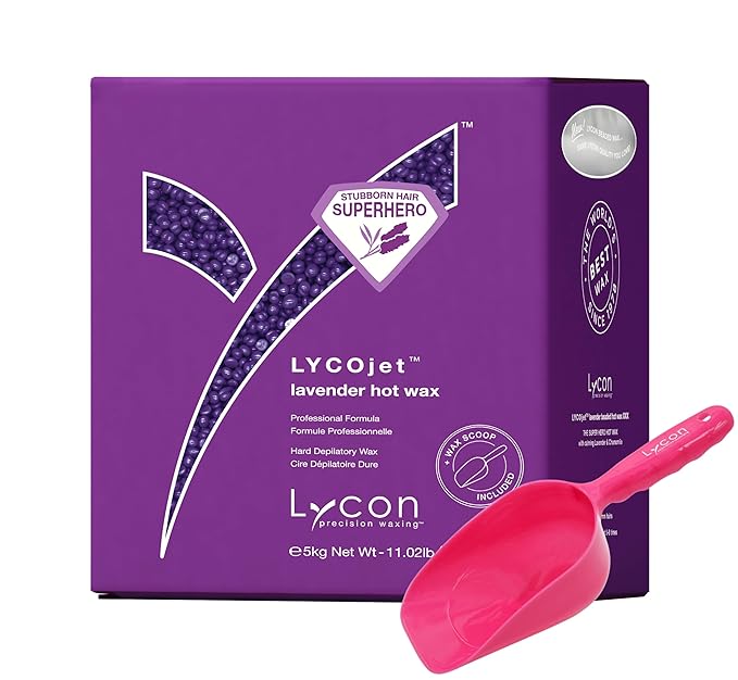 Lycon LycoJet Lavender Hard Wax Beads for Hair Removal, Effortlessly Removes Stubborn Hair with Professional-Grade Soothing Formula, Suitable for Sensitive Skin, 5kg