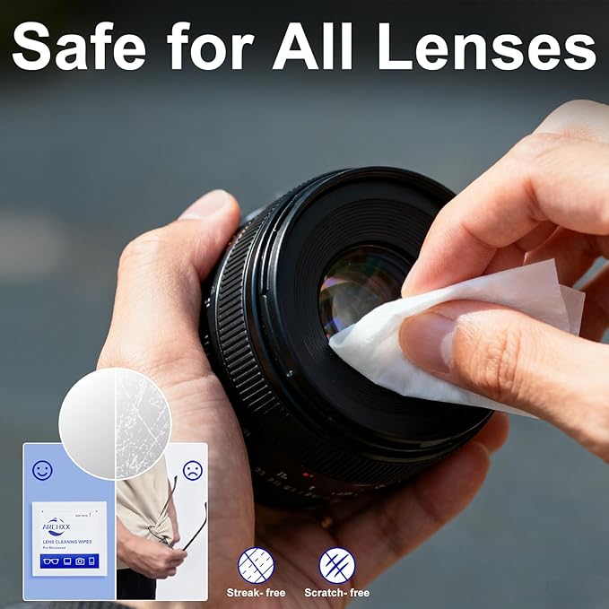 400 Count Lens Wipes for Eyeglasses, +1 Clip-On Pouch Microfiber Lens Cleaner, Individually Wrapped Pre-Moistened Eye Glasses Cleaner Wipes for Glasses, Sunglasses, Camera Lenses, Streak-Free