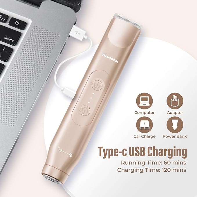 Bikini Trimmer for Women - 2 in 1 Electric Razors for Women - Dual Head Electric Shaver - IPX7 Waterproof Wet & Dry Use Body Hair Trimmer and Facial Hair Remover for Bikini Underarm Leg Arm