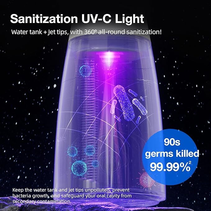 KIWIBIRD Water Dental Flosser with UV-C Sanitization, Cordless Oral Irrigator, 3 Modes & 4 Tips, 300ML BPA-Free Tank, 40-120PSI Portable Teeth Cleaner for Plaque, Home & Travel Use (Pink Ombre)