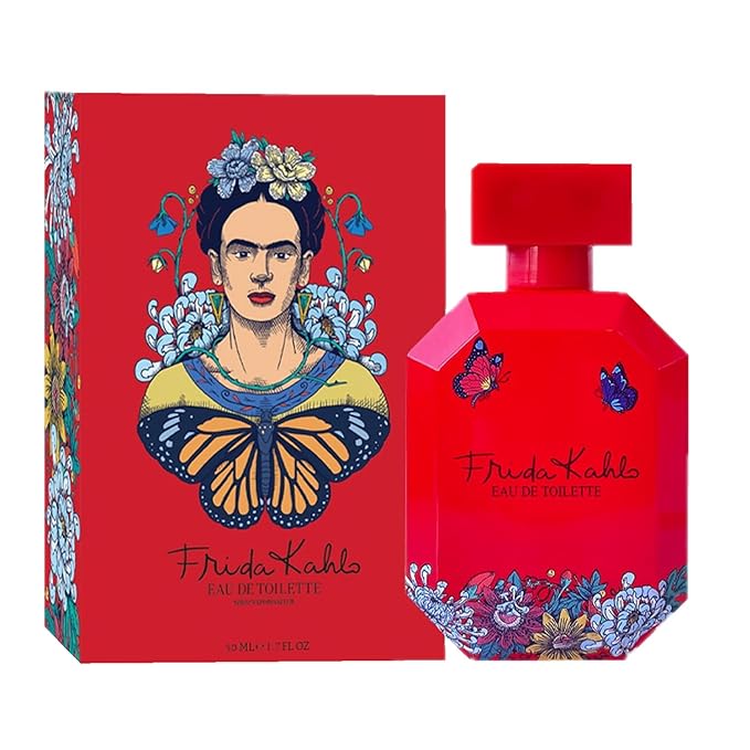 Frida Kahlo Red Eau de Toilette Spray for Women – Warm Floral Scent with Rose, Grapefruit, Jasmine, Vanilla & Cedarwood – Made in USA – Long-Lasting Perfume – 1.7 oz Lacquered Bottle