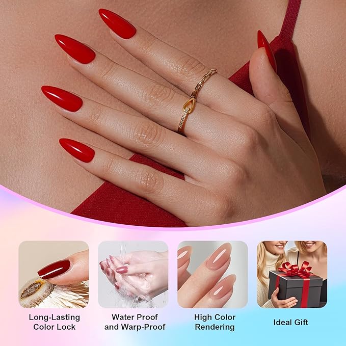 JR 35pcs 10ml Gel Nail Polish Same Color Same Bottle Deep Colors Blue Green Yellow Red Pink Gel Polish Set Base Top Matte Coat for Professional Nail Salon Art Manicure Gifts for Women B Set