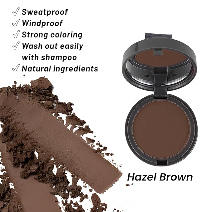 SOVONCARE Hairline Powder - Root Touch Up & Gray Hair Concealer for Men and Women, Instantly Covers Thinning Hair and Bald Spots, Natural-Looking Coverage Hazel Brown 0.35 oz