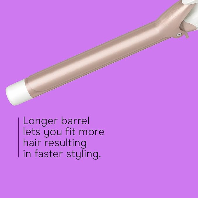 Conair Double Ceramic Long Barrel 1-Inch Curling Iron, Extra-Long Barrel Creates Classic Curls to Loose Waves, Hair Curler for Use on Most Hair Lengths, White/Rose Gold