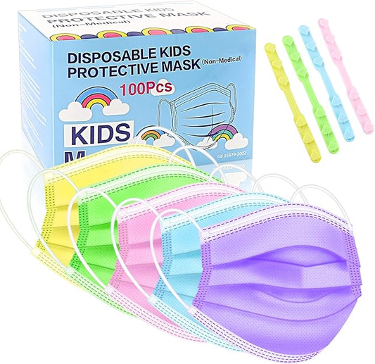 Rasav Kids Disposable Face Masks,3 Ply Kids Masks Disposable Breathable Colorful Cute Face Masks for Children, Girls & Boys