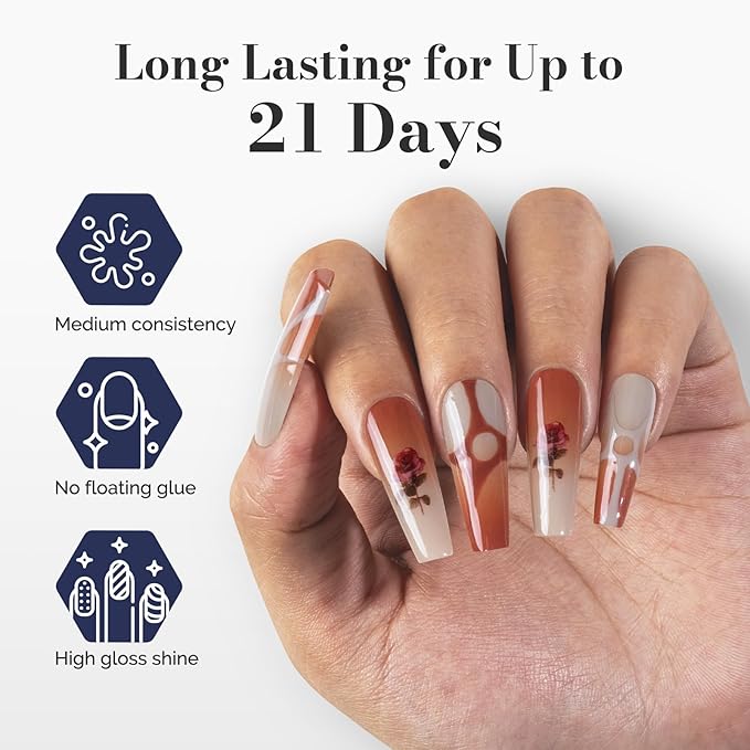 MelodySusie Fleurwee Plant Based Gel Nail Polish, 2 Pcs Hema Free Gel Polish Nude Brown and Cappuccino Brown Nail Polish 21 Non Toxic Long Lasting Nail Art Salon DIY Manicure at Home Gift for Women