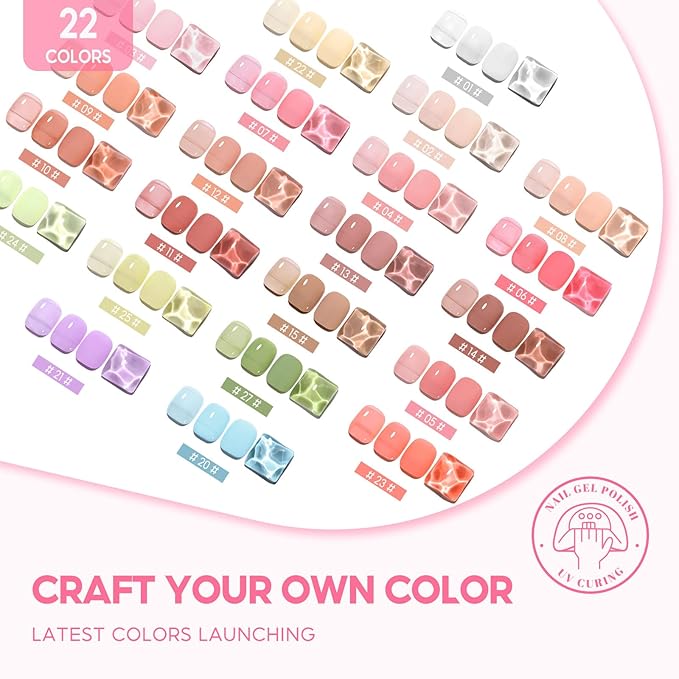 COSCELIA 25pcs Jelly Gel Nail Polish Set, 22 Fall Colors Jelly Gel Polish with 3pc Top Base Coat Brown Red Nude Pink Crystal Transparent Gel Polish French Nail Art Kit Christmas Gifts for Women