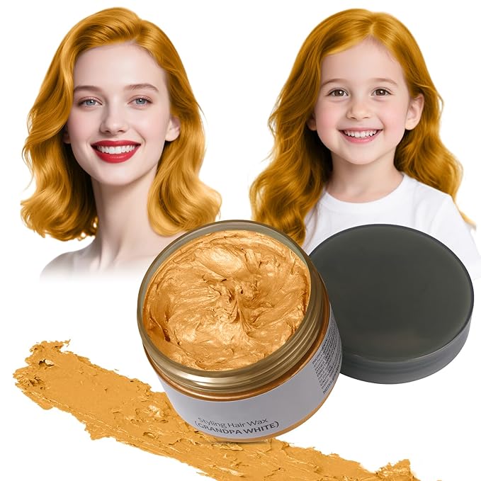 Gold Hair Color Wax - Temporary & Washable Hair Styling Mud Gel for Men, Women, Kids,For Halloween, Cosplay, Party, Crazy Hair Day & Children's Day