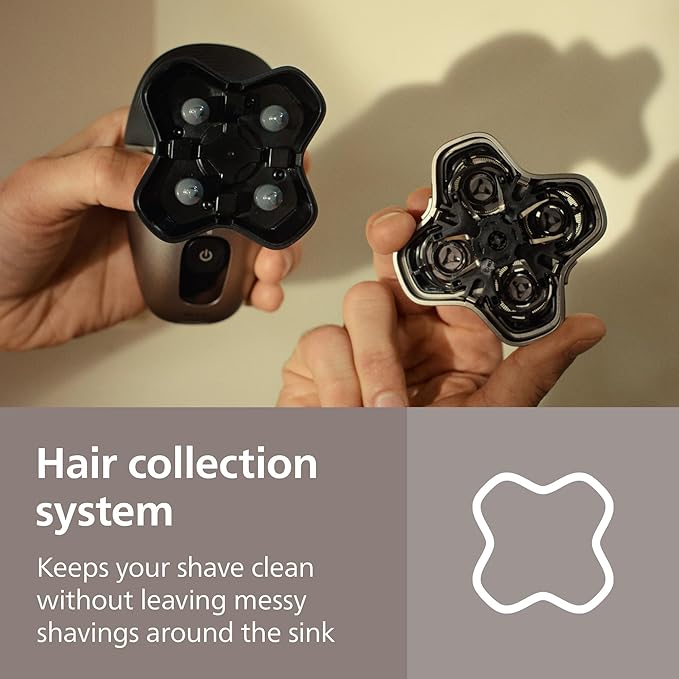 Philips Norelco Head Shaver Pro 9000 Series - Skull Shaver for Men and Women, 360° Flexing Head & ComfortCut Blades for Clean Shave, Gentle on Skin, Model HS9980/40