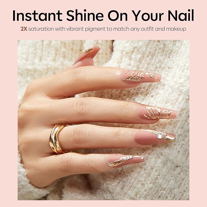 modelones Iridescent Shimmer Gel Nail Polish, Maple leaf Orange Holographic Nude Brown Glitter Gel Polish Soak Off LED Nail Art Gel DIY Salon Gift, 15 ML