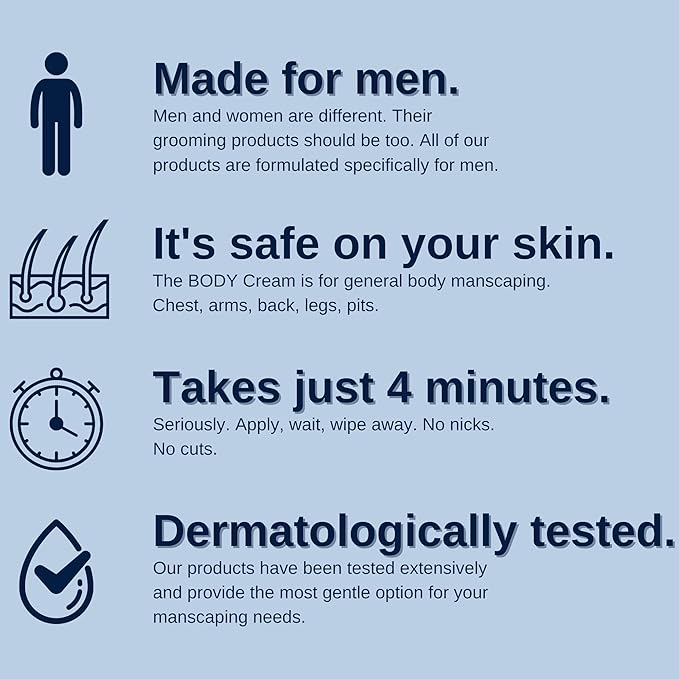 No Hair Crew Body At Home Hair Removal Cream for Manscaping Unwanted Hair with Energizing Ginseng, Premium Depilatory, Painless & Flawless, Made for Men, 200ml (2 Pack)