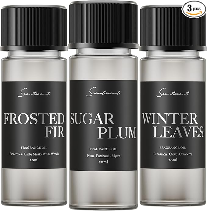 Scentiment Diffuser Oil - Top 3 Winter Collection Scent Samples | Aromatherapy Home Fragrance | Luxurious Scent with Notes of Cinnamon Vanilla, Balsam Fir, Winter Warmth (20ml)