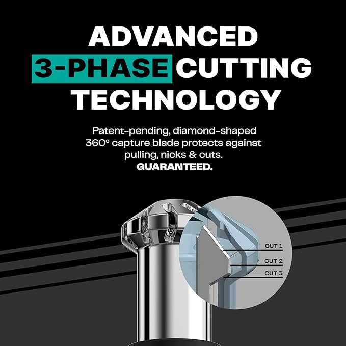 Conair Men Ear, Nose and Eyebrow Trimmer, Patented 360° Bevel Blade for No Pulls, Nicks or Cuts Guaranteed, Nose Hair Trimmer for Men, Non-Slip Grip, 5-Piece Kit with Travel Case