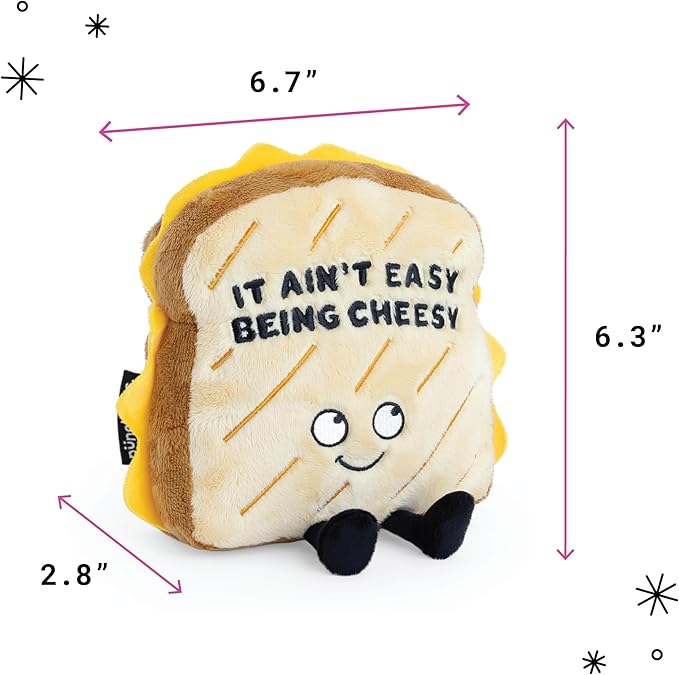Punchkins Grilled Cheese Plushie - It Ain't Easy Being Cheesy Cute Grilled Cheese Plush, The Silly Gift, Food Plush Toy for Gifting