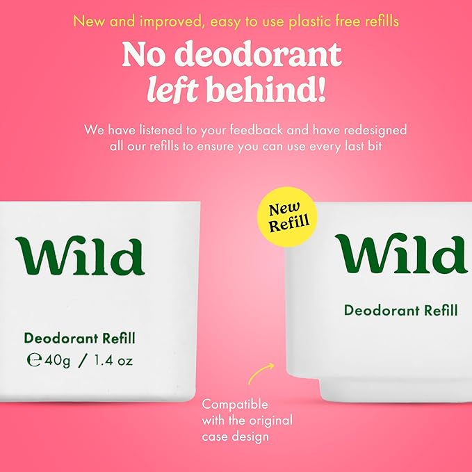 Wild - Cherry Blossom Refill Trio Pack - Refillable Deodorant - Vegan - Aluminium Free - Long Lasting Protection - 3 Pack of 40g Refills
