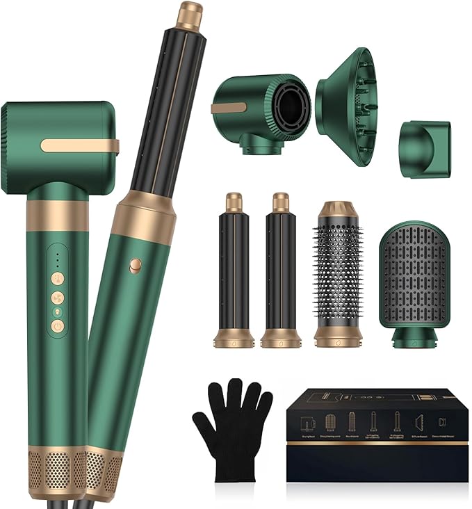 7 in One Blow Dryer Brush Negative Ion Hair Set Upgrade Hot Air Brush Air Styler Curling Wrap Air Curler, Curling Iron Hair Styling Tools As A Gift for Straight/Curl/Drying/Smoothing