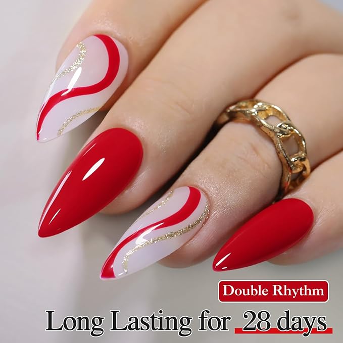 Double Rhythm 15ML Gel Nail Polish Pure Sheer Same Color Same Bottle Soak Off Gel Polish Art Manicure Salon DIY at Home for Women (Red Coral-A1451)
