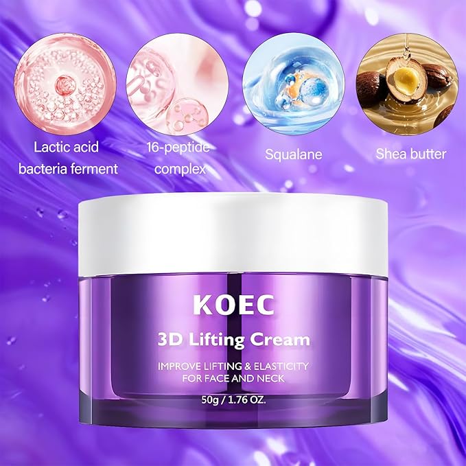 3D Effect Facial Cream 1.7 fl oz, Probiotic & Peptide Night Moisturizer for Face and Neck, Helps Improve the Look of Firmness and Fine Lines (1)