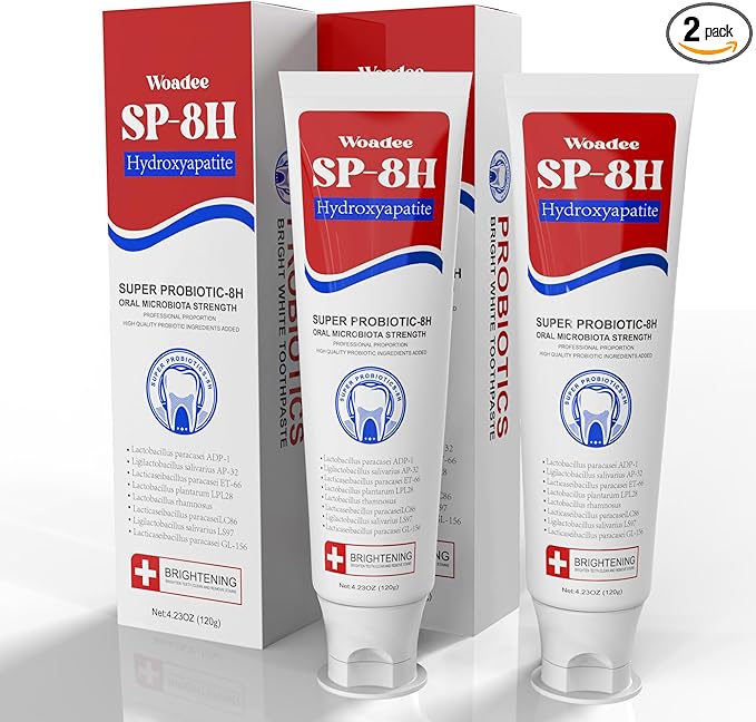 SP-8 Hydroxyapatite Probiotic Whitening Toothpaste, 8 Probiotics Plus Hydroxyapatite Formula for Teeth Whitening, Strengthening and Enamel Protection，Mint Flavor, Fresh Breath, Fluoride-Free (2)
