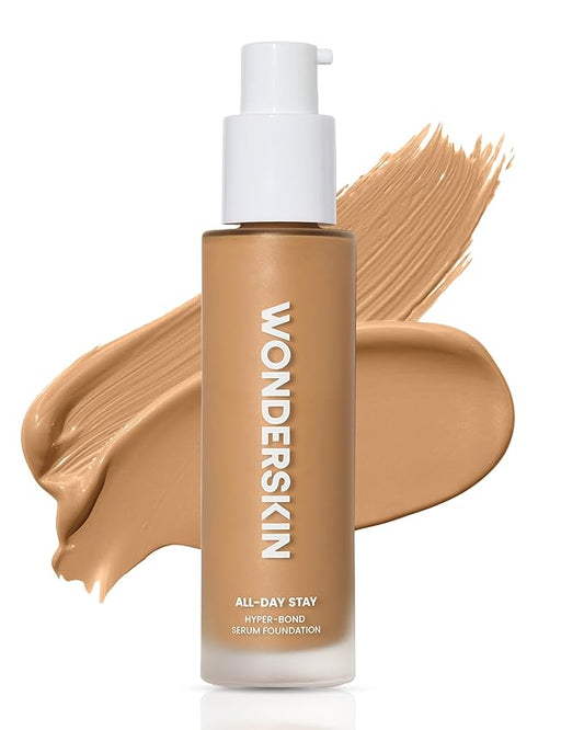 Wonderskin Hyper Bond All-Day Stay Serum Foundation – Waterproof, Transfer-Proof, 24HR Longwear Face Makeup with Niacinamide & Hyaluronic Acid – Lightweight, Natural Finish (Mesa)