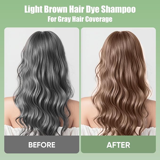 FARNDU Light Brown Hair Dye Shampoo 3 in 1 with Argan Oil – 10-15 Min Gray Coverage, Natural Instant Hair Color Shampoo for Women and Men, Long-Lasting Up to 6 Months, Ideal Christmas Gifts