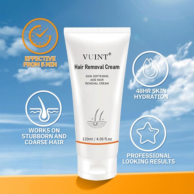 Vuint Hair Removal Cream for Women & men, Painless & Gentle Depilatory Cream with Aloe Vera, Sensitive Formula Body Hair Remover for All Skin Types 4.06oz