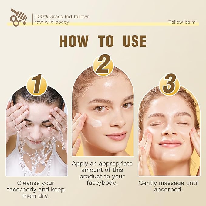 Beef Tallow for Skin, Organic Beef Tallow for Face 4 Oz., Whipped Beef Tallow Balm for Sensitive Skin, Deep Moisturizing For Face Cream, Unscented- Natural Skin Care for Body & Face Moisturizer