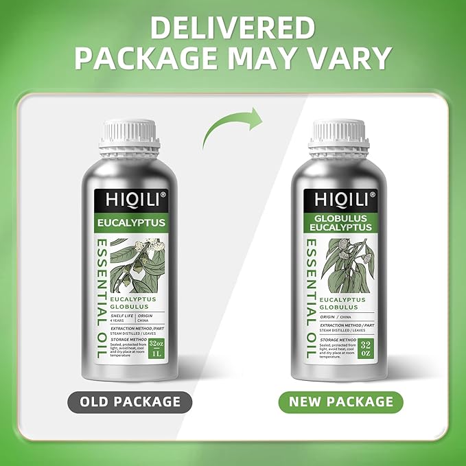 HIQILI Eucalyptus Essential Oil for Spray, Diffuser & Skin, 100% Pure Undiluted - 32 Fl Oz