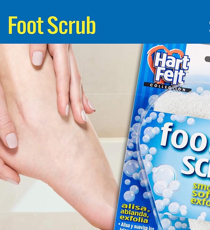 HartFelt Foot Scrub Sponge Exfoliator, Callus and Dead Skin Remover for Heel, Toes, and Foot, 25 Count, White