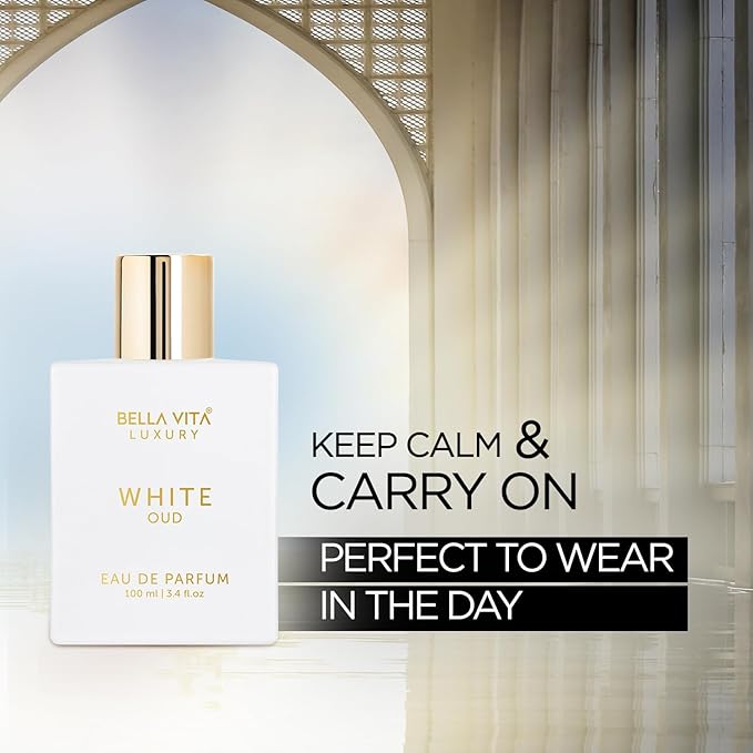 BellaVita Luxury White OUD Unisex Perfume 100Ml | Premium Arabic Men and Women Perfumes | Notes of Artemisia, Musk, Oud Vetiver and Freesias | Exquisite Unisex Arabian Perfume for Women & Men