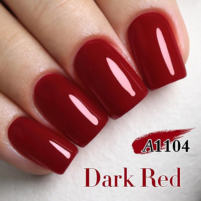 Double Rhythm 15ML Gel Nail Polish Pure Sheer Same Color Same Bottle Soak Off Gel Polish Art Manicure Salon DIY at Home for Women (Dark Red-A1104)